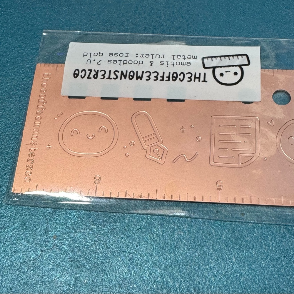 TheCoffeeMonsterz Co Emotis and Doodles 2.0 Metal Ruler: Rose Gold - Picture 4 of 4